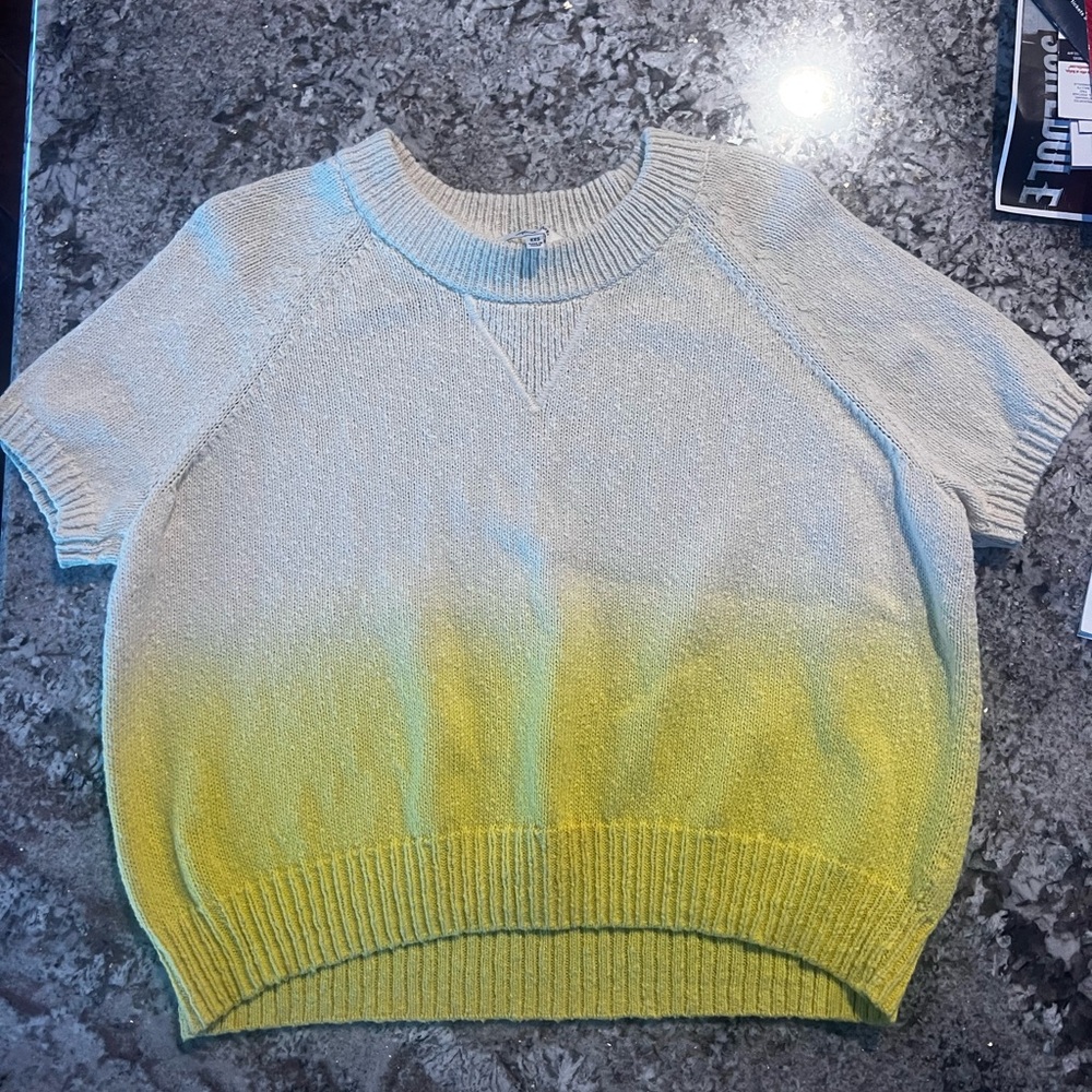 Madewell Ombré Knit Short Sleeve Sweater Vest XXS Cream and Yellow
